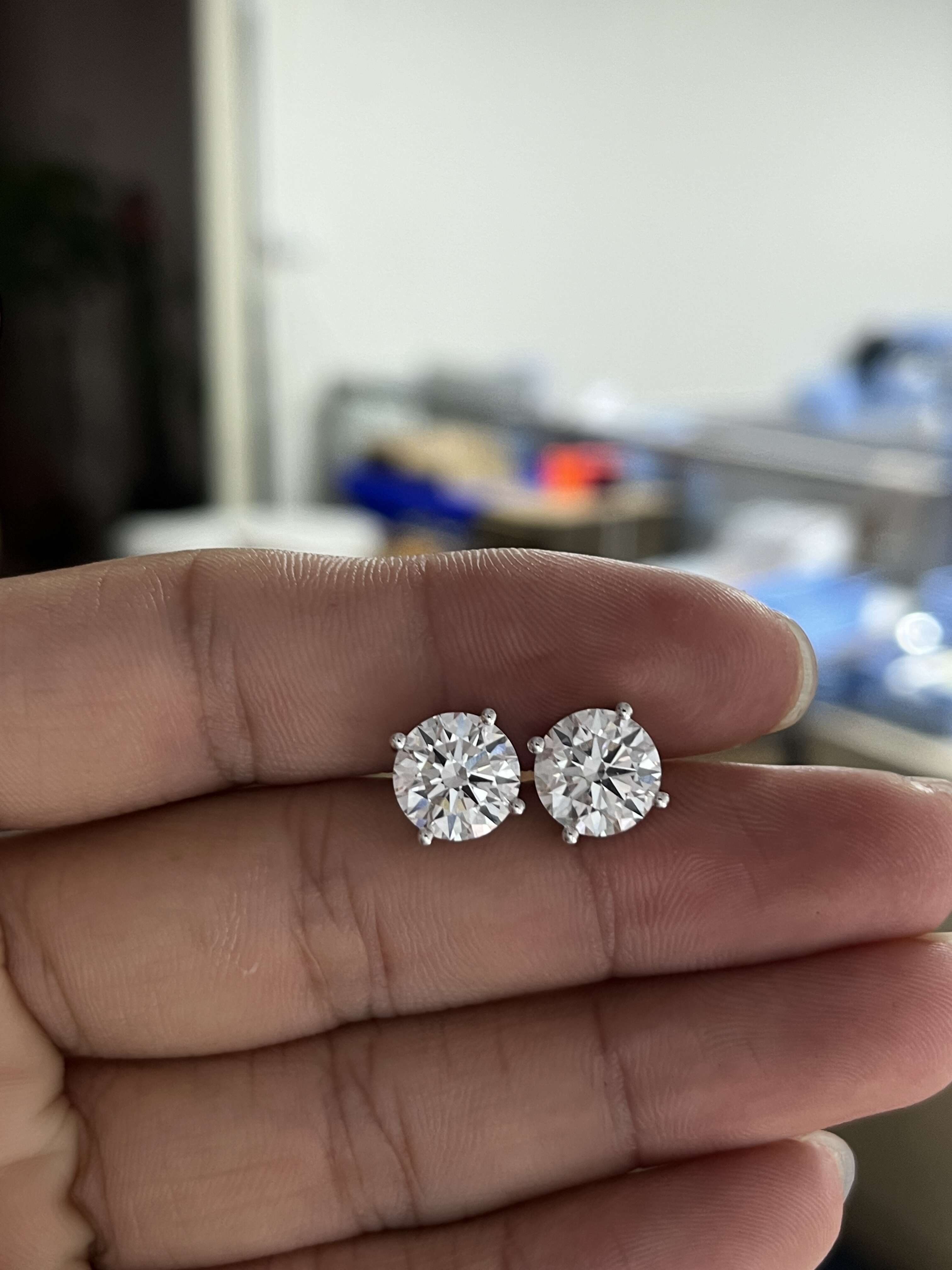 Fine Jewelry Earrings Drop Ship14k Gold Lab Grown Diamonds 6ct Per Pair CVD Diamond Earring Woman Luxury Lab Grown Diamond Earin