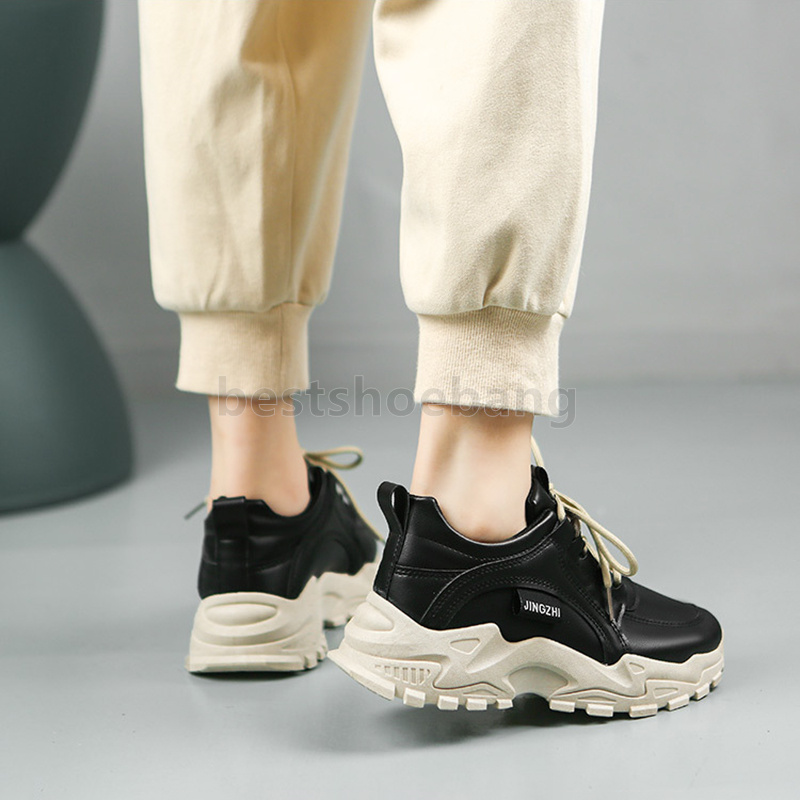 2025 Free Shipping Designer Shoes Sneakers Running Shoes Womens Fashion White Black Leather Womens Trainers Comfortable Platform Runner daddy shoes Ou