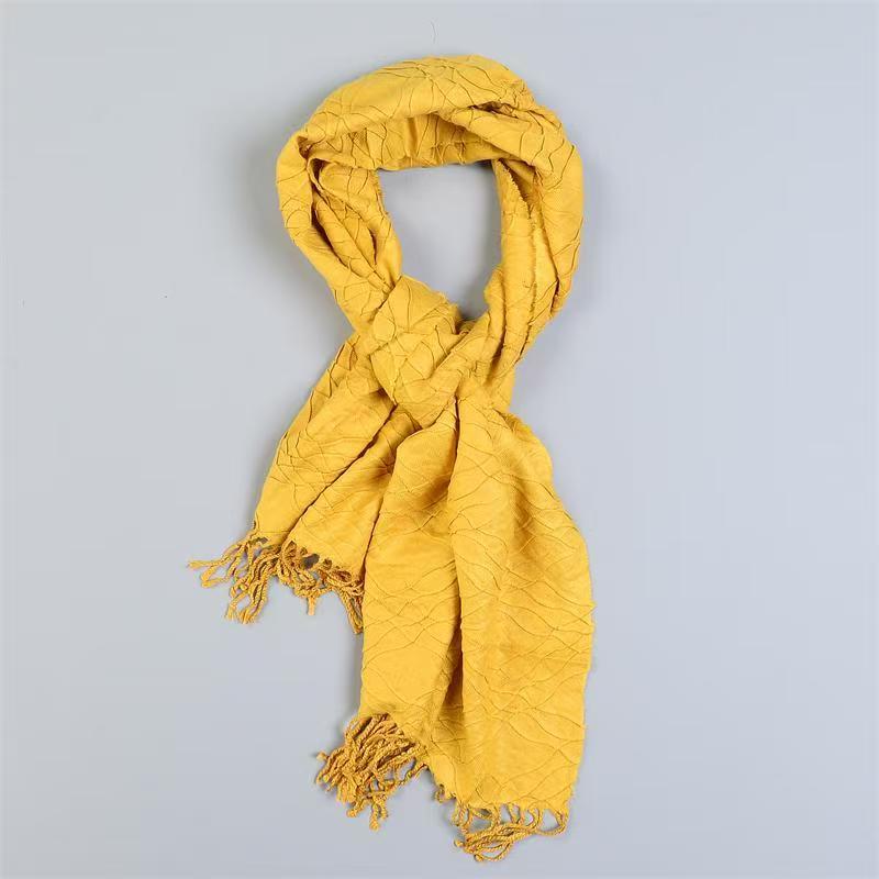 T535 autumn and winter warm lengthened and widened tassel scarf neckband men and women comfortable cotton silk retro style shawl
