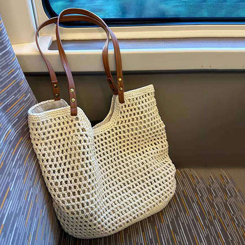 Ins Style Resort Beach Bag New Large Capacity Woven Underarm Commuter Fashion Versatile Beach Tote Tourist Shoulder Bag KQ