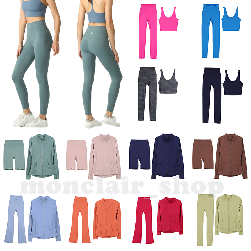 Workout set Women Yoga Sets jackets shorts leggings skirt Push Up Fitness sets High Waist Sports Jackets Zip Up Coat Elastic Sportswear Outfits Pants Suits 02