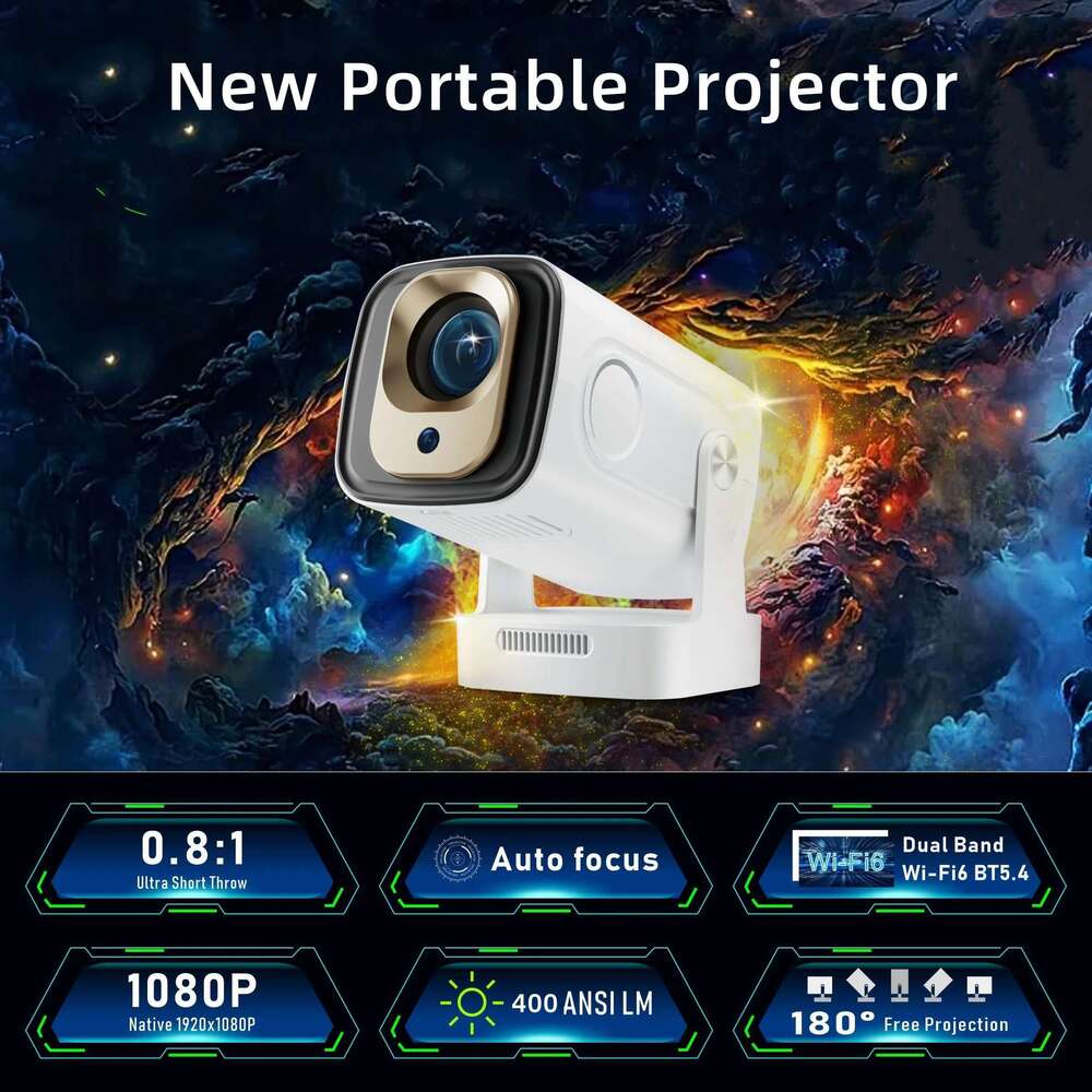 4K Native 1080P Android11 400ANSI HY260PRO Wifi6 Home Cinema Office Smart Portable Projector Auto Focus