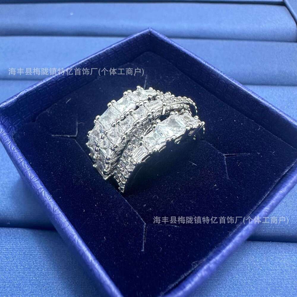 Shi Jia High Version Spiral Dynamic Cross Transport Rotation Twist Full Diamond Female Ring