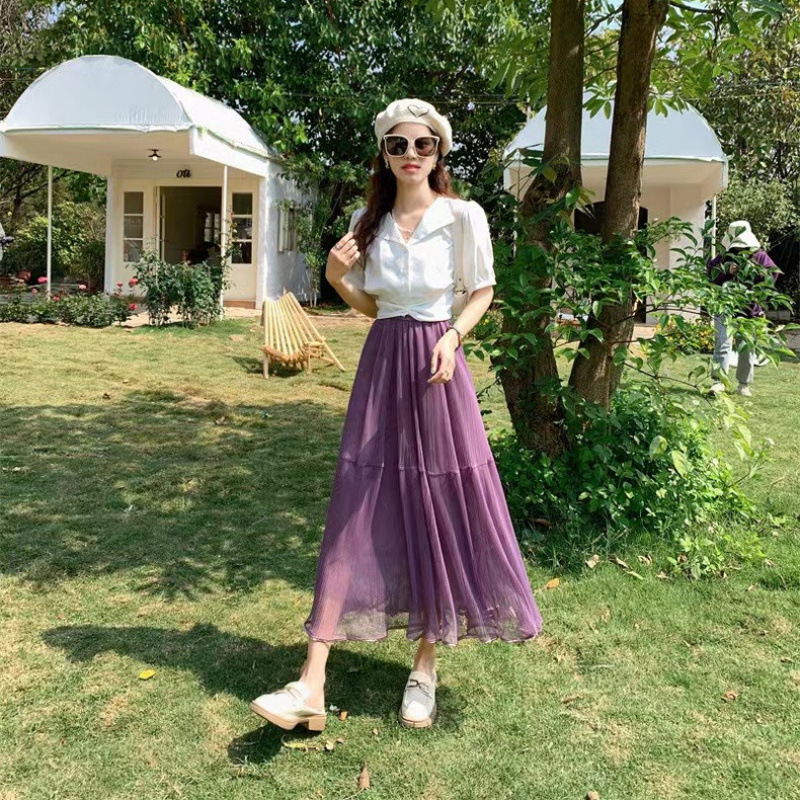 XX8140 High quality French style fairy temperament skirt female summer 2025 new style organza princess