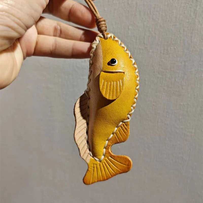 Cute Fish Keychain Genuine Leather Bag Pendant Womens Bag Decor Accessories Lucky Fish Charm Hanging Ornament Gift For Her/him Z251120