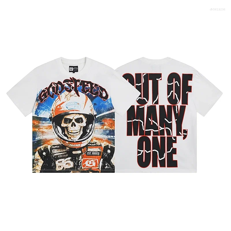 Men's T Shirts Godspeed VLBE Retro Skull Rider Fitness Street City Casual Plus Size Loose Short Sleeve T-shirt Girl 3D Couple