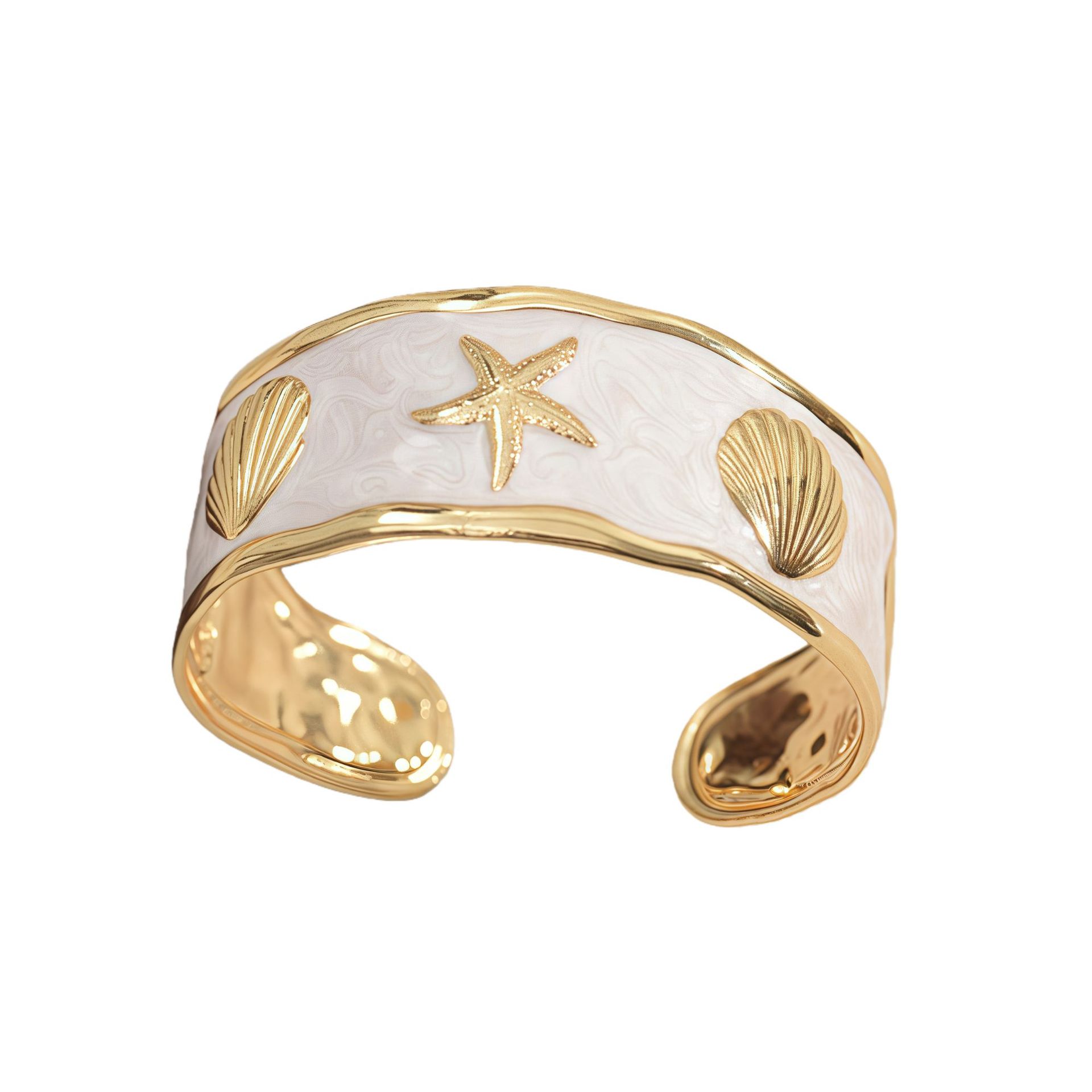 Shell Conch Oil-Dripping Stainless Steel Bracelet Fashionable and Versatile Design C-Shaped Open designer bracelet women luxury jewelry gold mens brac - view 6