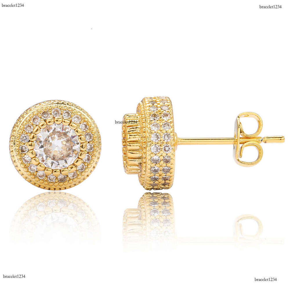 Luxury by tester round ice out VVS Moissanite rose gold hip hop earrings for men and women Free delivery