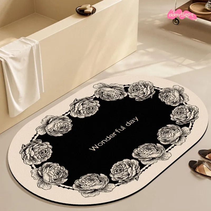 Light Luxury French Style Bathroom Toilet Door Absorbent Quick Dry Non Slip Diatomaceous Earth Mat H11.21 ddmysept