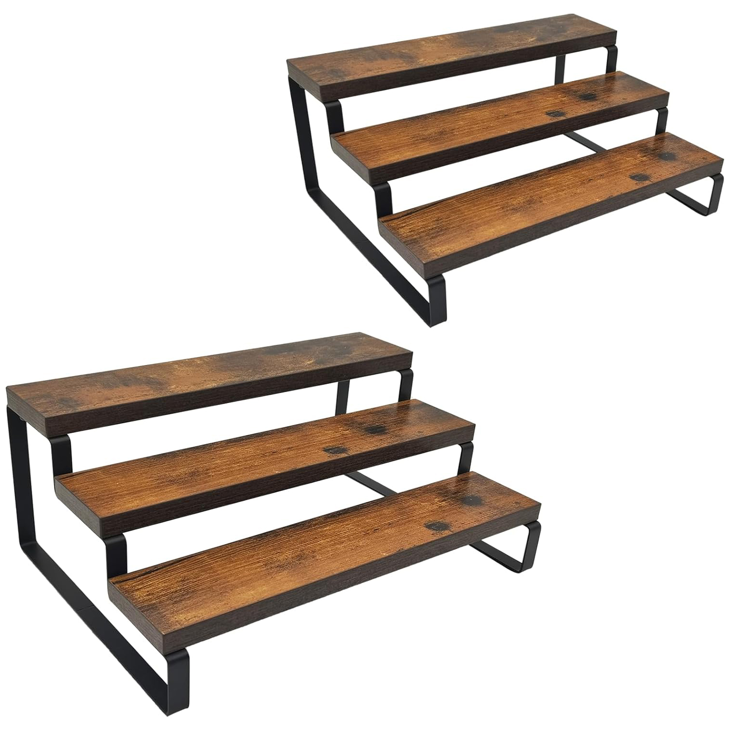 2 Pack 3 Tier Expandable Spice Rack Organizer Display Riser Stand, Kitchen Cabinet Countertop Display Shelf for Spice, Liquor, Perfume, Figure, Makeup