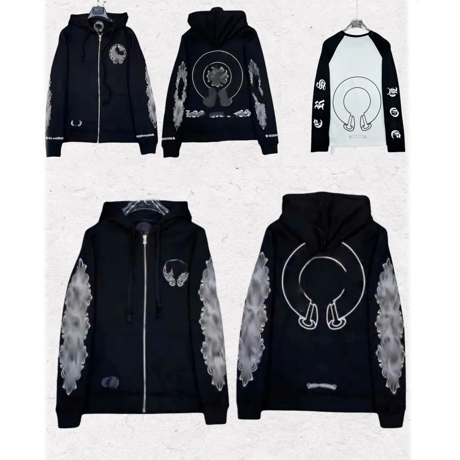 Chrome Hoodie Mens American Street Clothing Hip Hop Punk Style High-Quality Hoodies Sweater Long Sleeves Cross Vintage Streetwear Fashion Zip Up Jacket f48