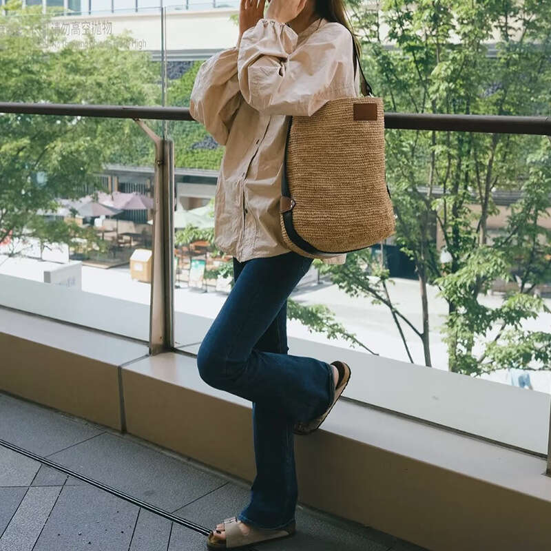 Ins Style Resort Beach Bag Forest Women S New Fashionable Grass Woven Crossbody Bag Large Capacity Vacation Beach Bag KQ