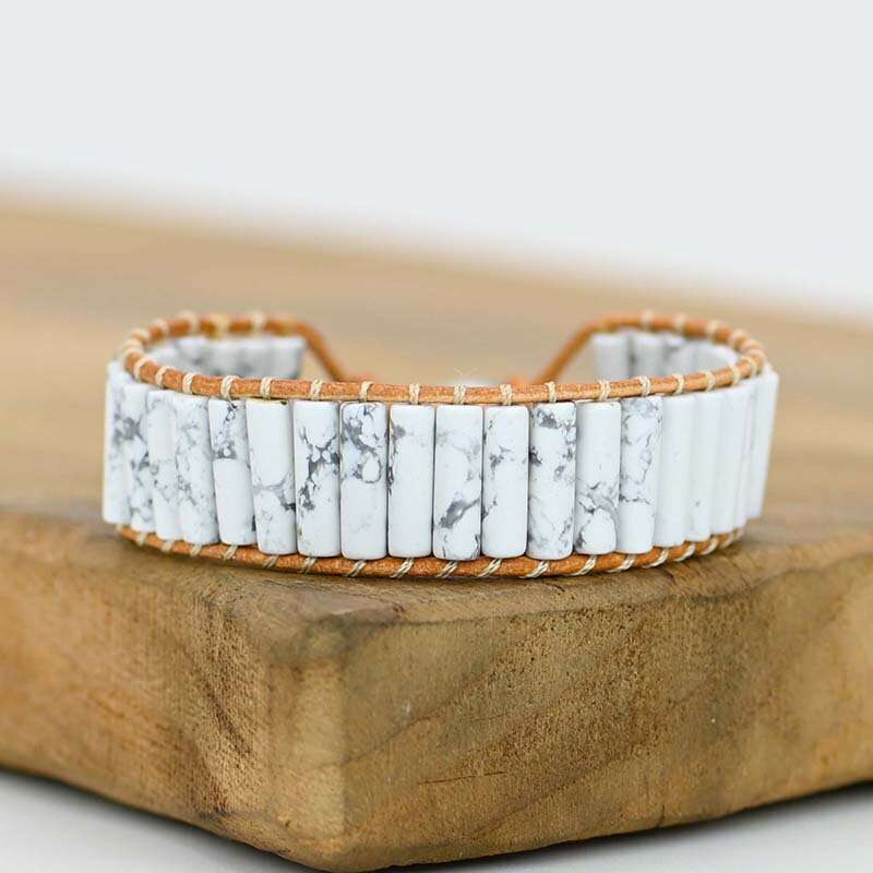 Hot selling natural turquoise Bohemian style simple cowhide woven bracelet