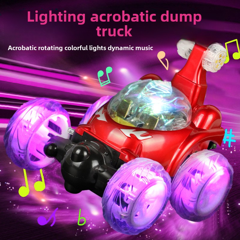 Free shipping Chargeable Remote-Controlled Tumble Stunt Car for Kids - sical Lights & Racing