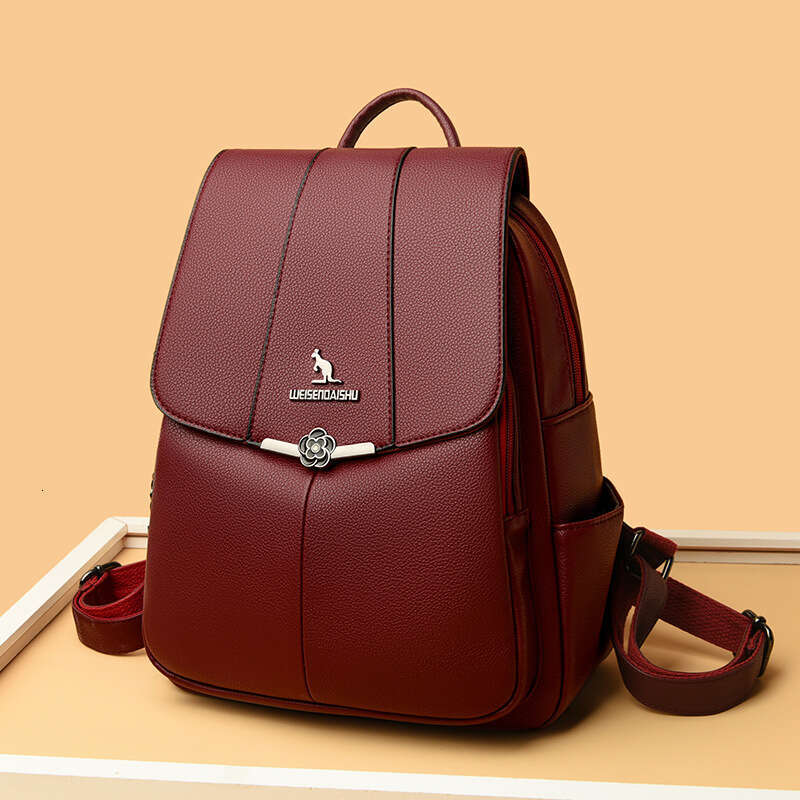 2025 Shoulder New Casual Fashion Simple and Versatile Soft Leather Women's Travel Backpack Large Capacity Bag