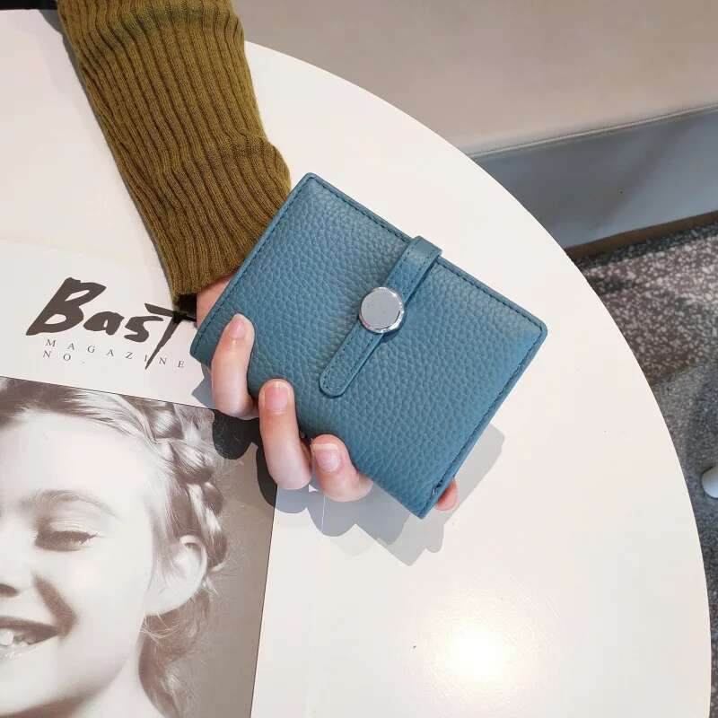 100% Cow Genuine Leather Womens Wallets And Fashion Small Money Bag Design Coin Purses Simple Wallet Card Holder