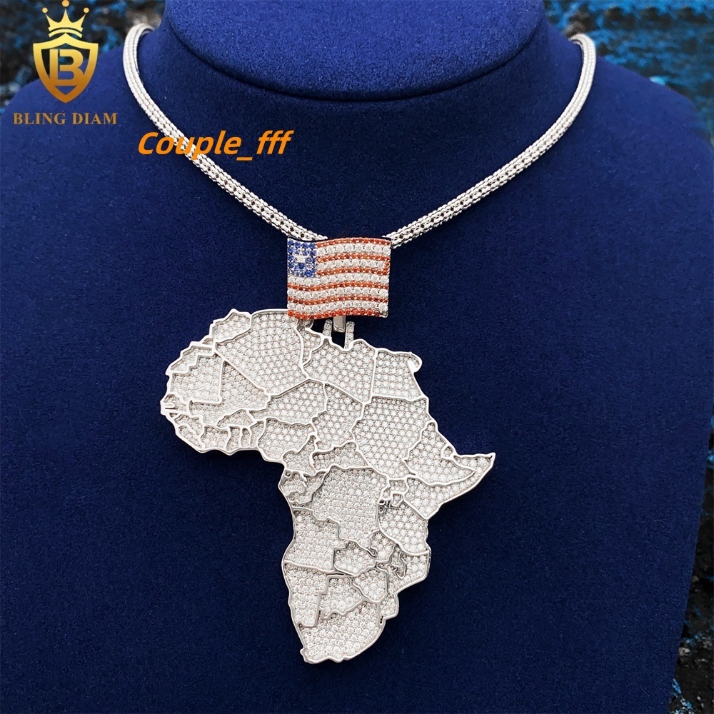 Wholesale United States Map Necklace Diamond Moissanite Initial Pendant 925 Sterling Silver Charm Jewelry Ready to Ship