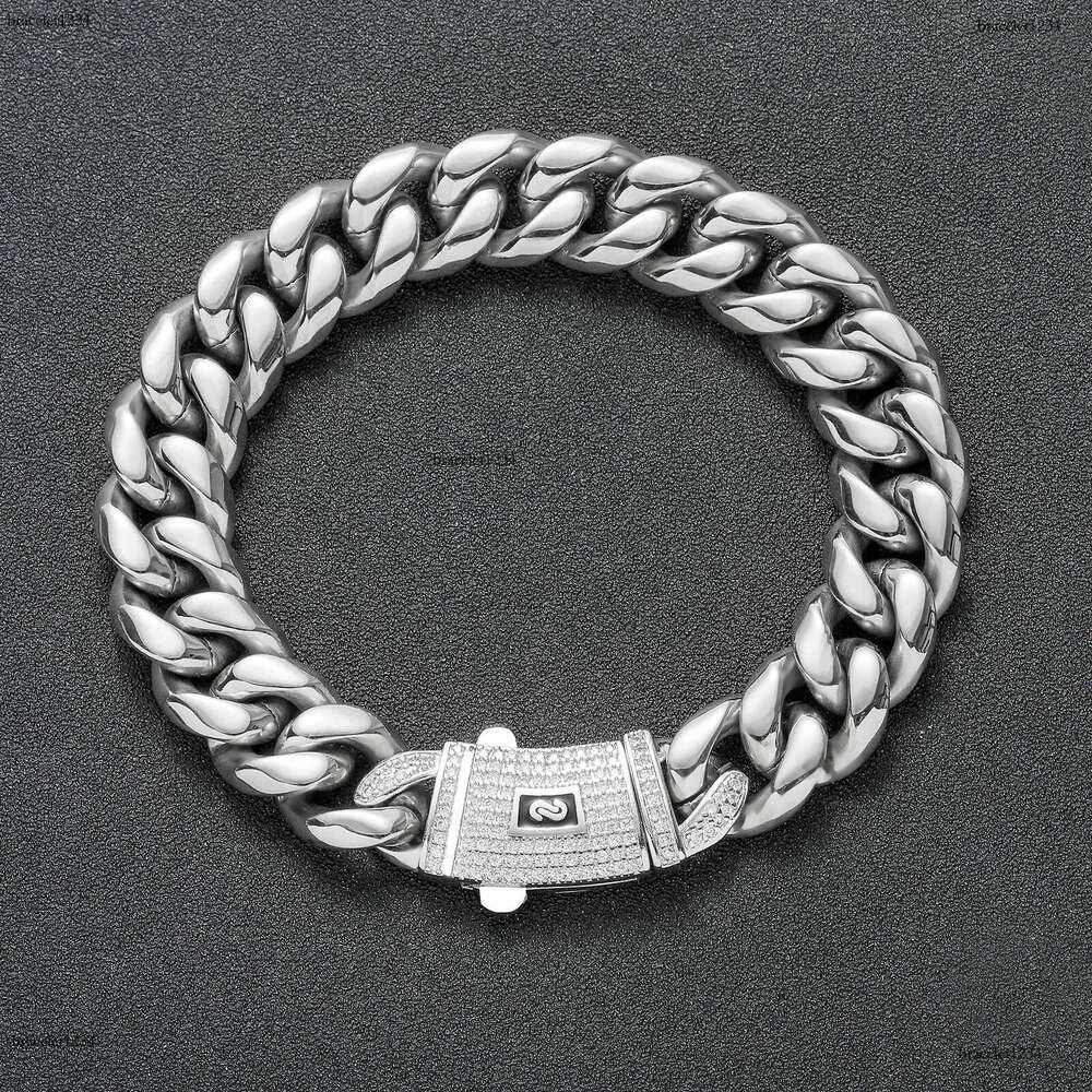 Luxury Designer 6mm-14mm Sterling Silver Necklace Encrypted 14K Gold Cuban Inlaid Ice Out VVS Moissanite Necklace Bracelet Free shipping