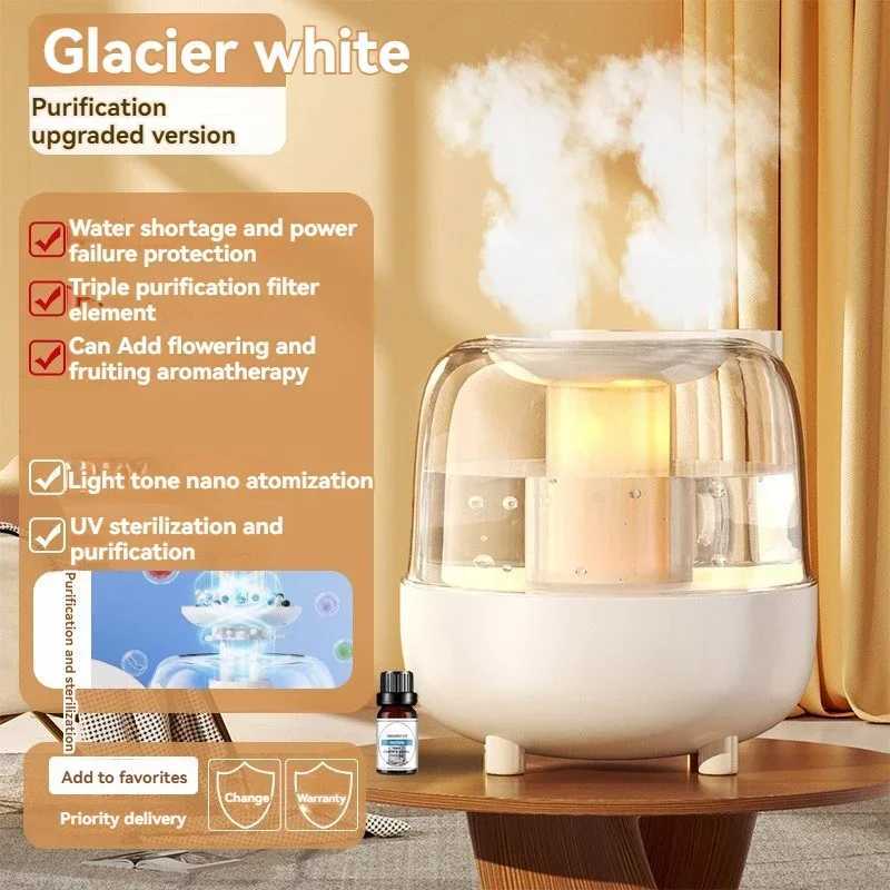Xiaomi New 5L large capacity humidifier USB double fog spray low noise insufficient sleep sufficient light essential oil diffuser Y250422
