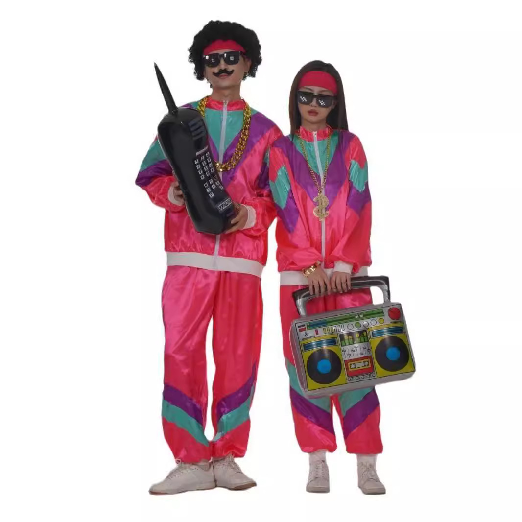 Men's Tracksuits 1980s disco jackets and pants, jogging suits retro style 1980s theme party men's sportswear - view 4