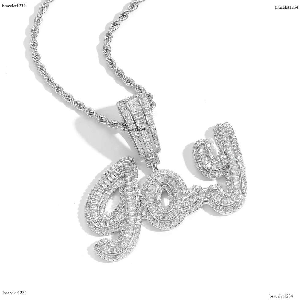 Luxury designer hip hop patchwork pendant Ice out VVS Moissanite ladder square Letter Men Women Hip hop necklace pendant