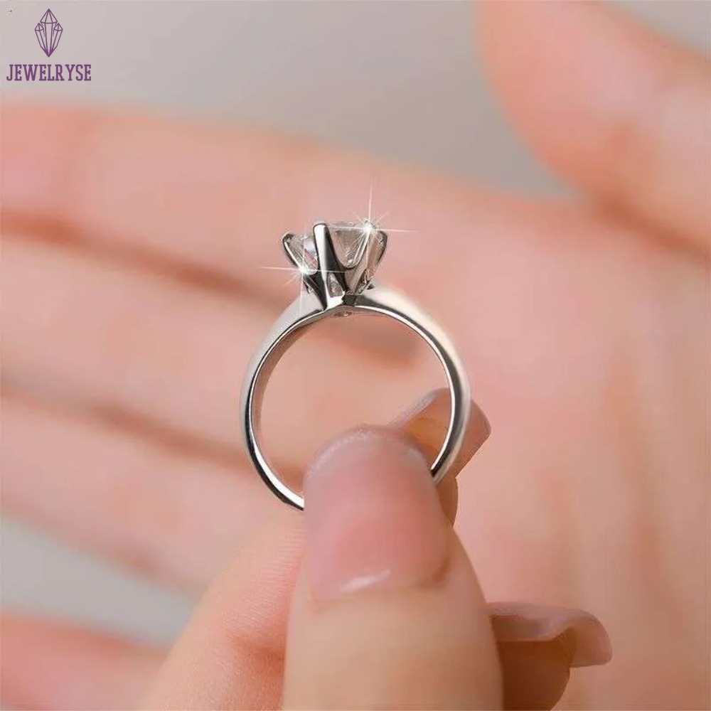 Designer Ring For Women 925 Sterling Silver Plated Gold 0.5-5CT Moissanite Ring Classic Six Claw Diamond Ring Girls Wedding Engagement Jewelry Woman C