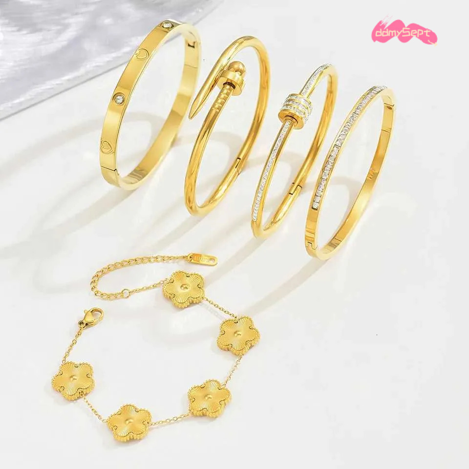 Europe And Hot Stainl Steel Lucky Fashion Wens Bracelet Gold Bangles S H11.21 ddmysept