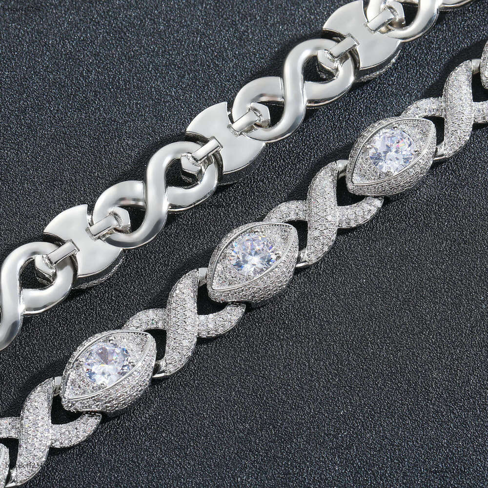 Luxury 15MM Infinity Eye 8-figure Cuban Chain Micro Inlaid sterling silver Ice out VVS Moissanite Hip Hop Men's and Women's Necklace Bracele