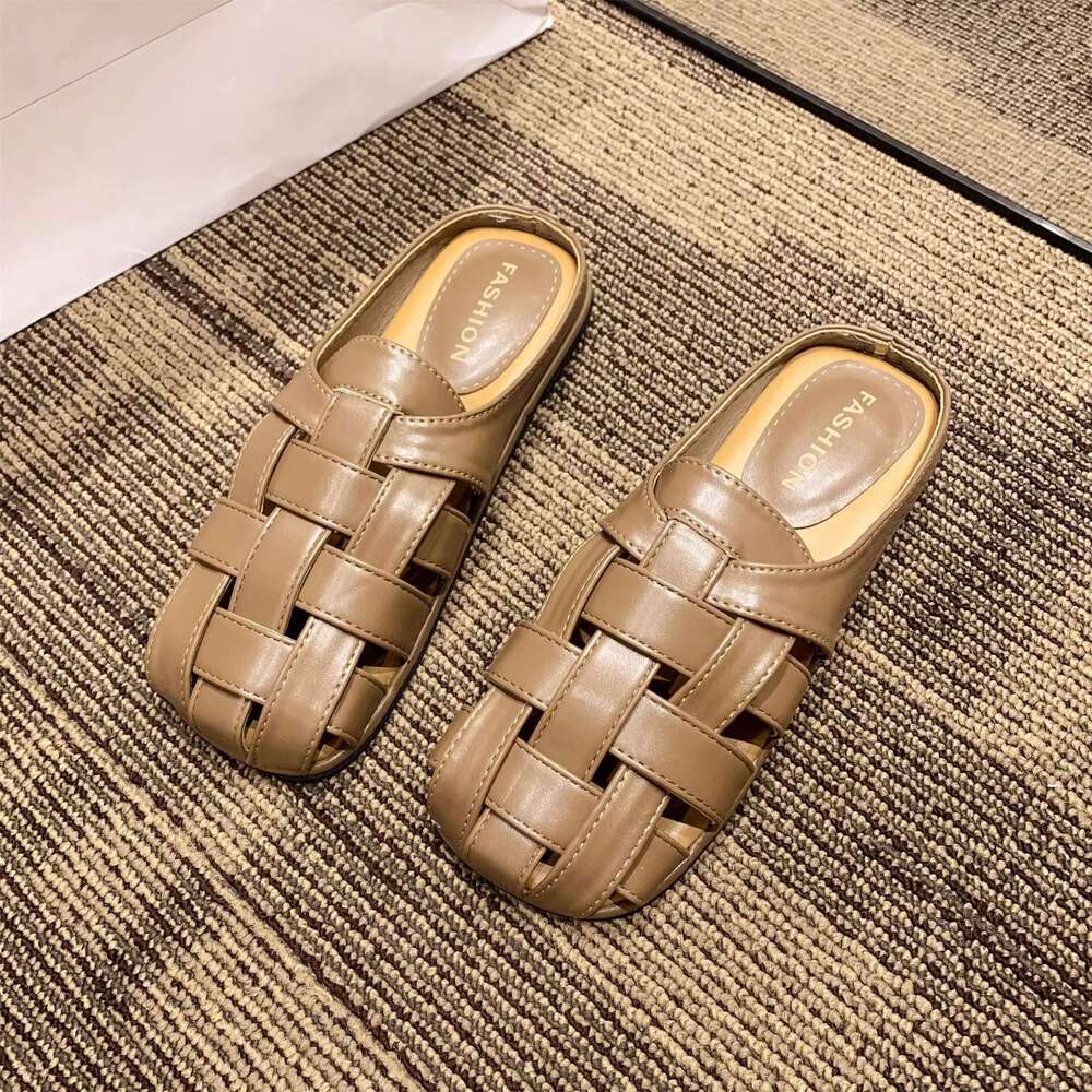 DHGadgets Women's High-End Baotou Slippers for Summer Joker Casual Muller Sandals Flat Design TPR Insole New French Temperament