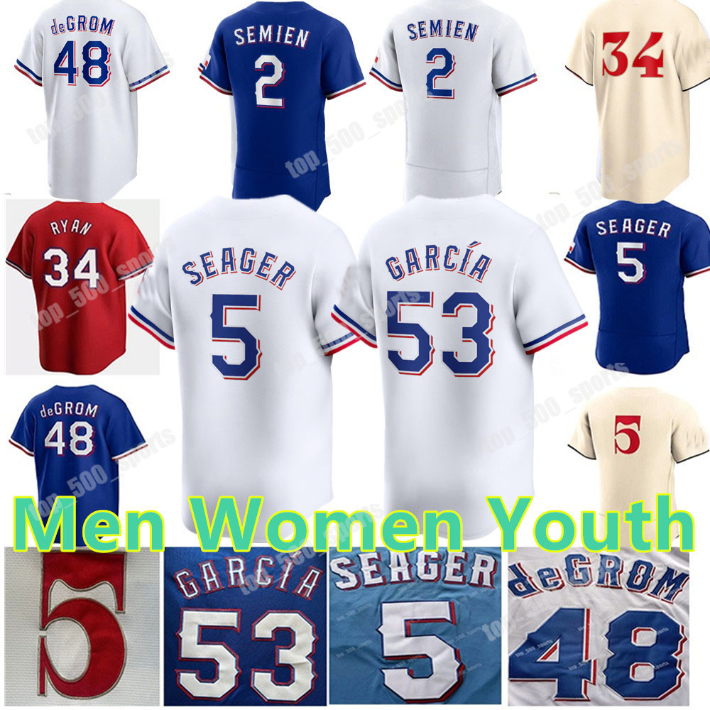 Custom Adolis Garcia Jersey Corey Seager Evan Carter Josh Jung Marcus Semien Nathan Eovaldi Jacob deGrom Jankowski Wyatt Langford Gray Max Scherzer