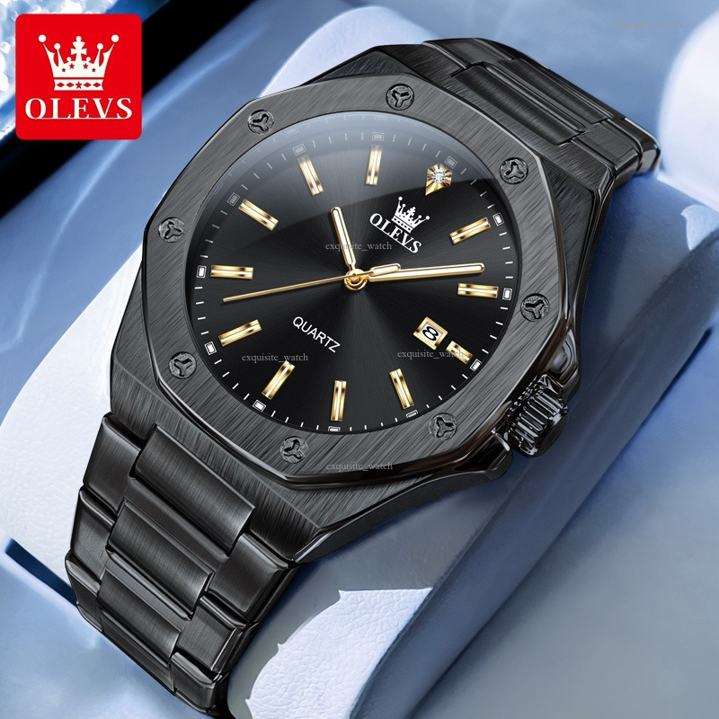 OLEVS Brand Designer Women's Casual Luxury Waterproof Men's Wristwatch Steel Band Calendar Quartz Men's Free Delivery Wholesale