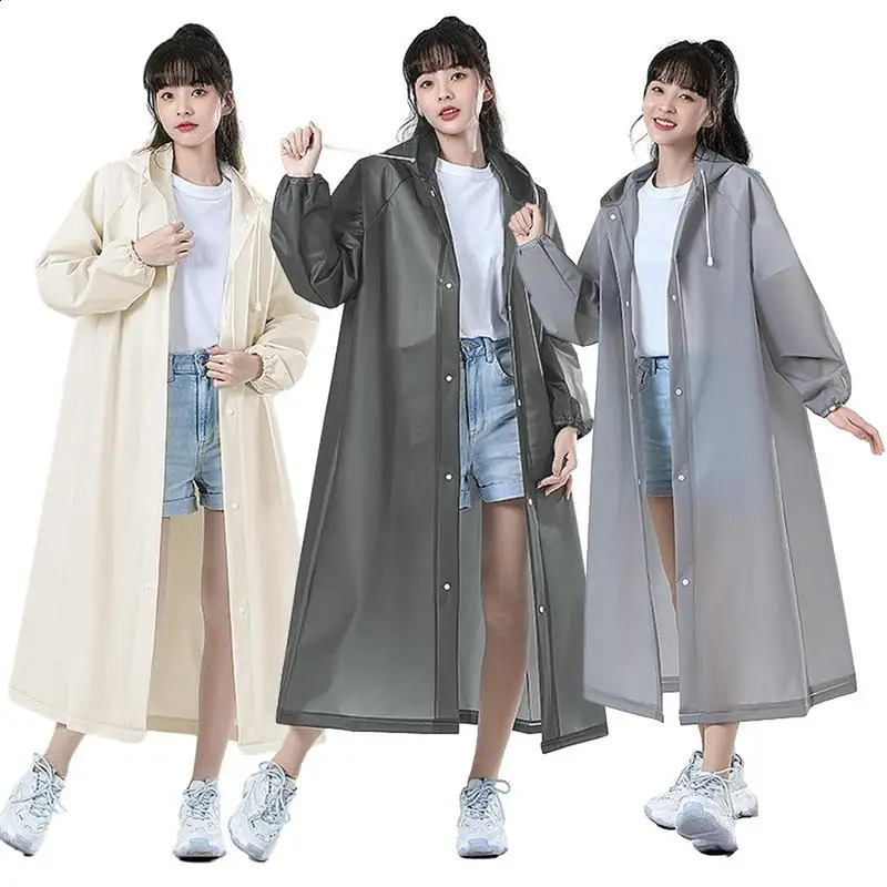 Hooded Rain Coat Women Men Impermeable Thickened Waterproof Raincoat Tourism Outdoor Hiking Raincoat For Height 150-188cm 250421
