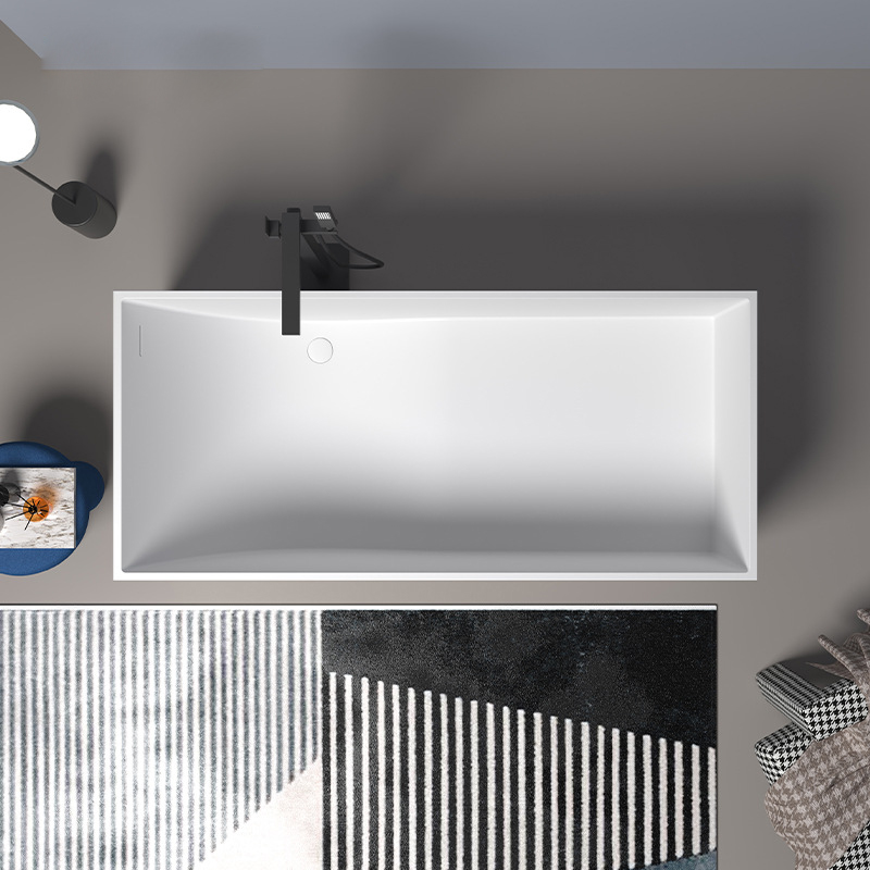 1700x720x540mm Solid Surface Stone Bathtub Rectangular Freestanding Corian Seamless Pure Acrylic Tub RS6514