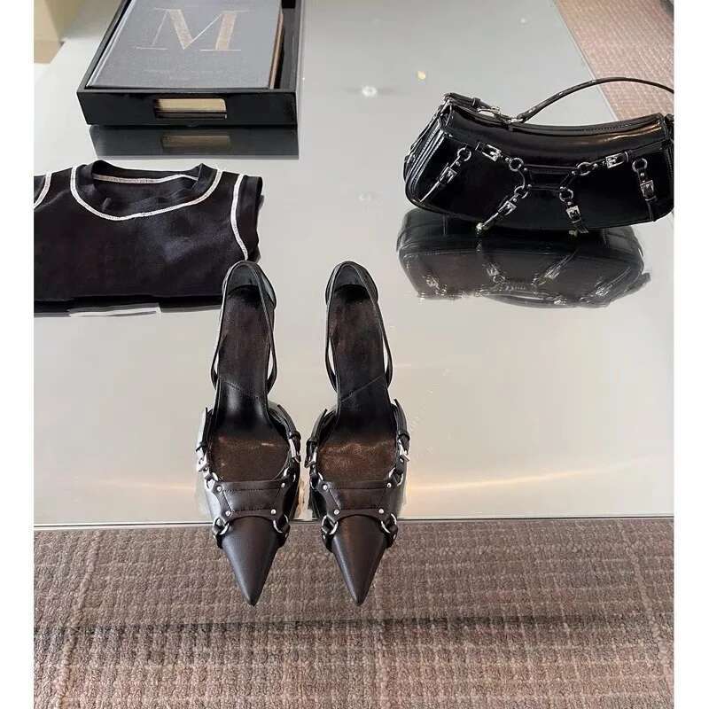 Heeled Sandals Shallow Mouth Comfort Shoe For Women Large Size Black Lace Up Girls 2023 Clear Pointed Stiletto High Zaptos Mujer