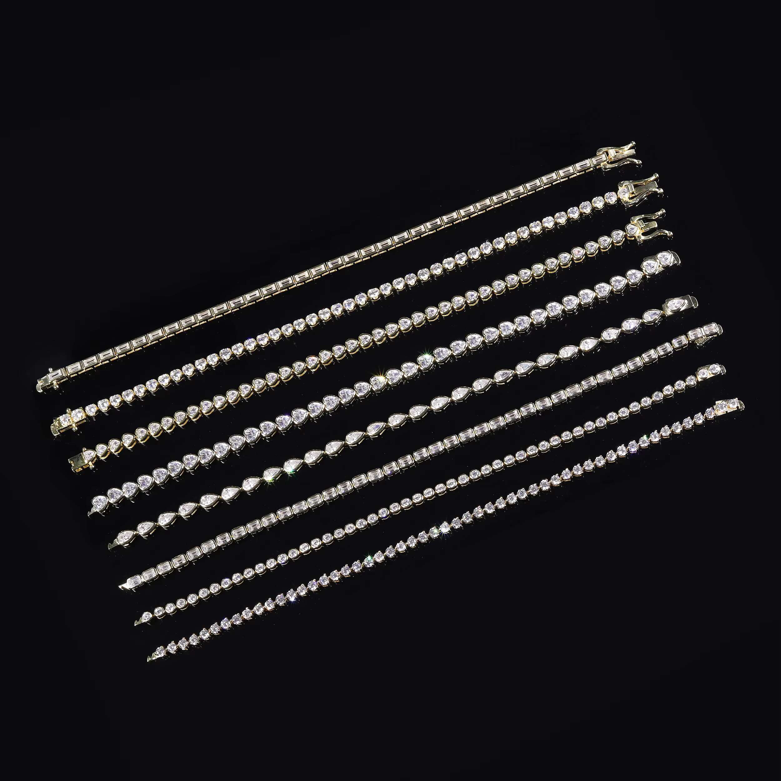 Abiding Real Gold Jewelry Custom Length Different Cut Lab Grown Diamond PT950 9K 10K 14K 18K Solid Gold Diamond Tennis Bracelet