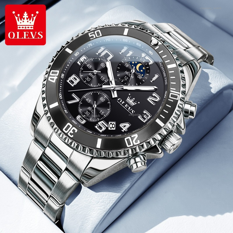 OLEVS Brand Designer Celebrity Endorsed Casual Luxury Waterproof Luminous Men's Watch, Multi-functional Steel Band Men's Watch Free Delivery