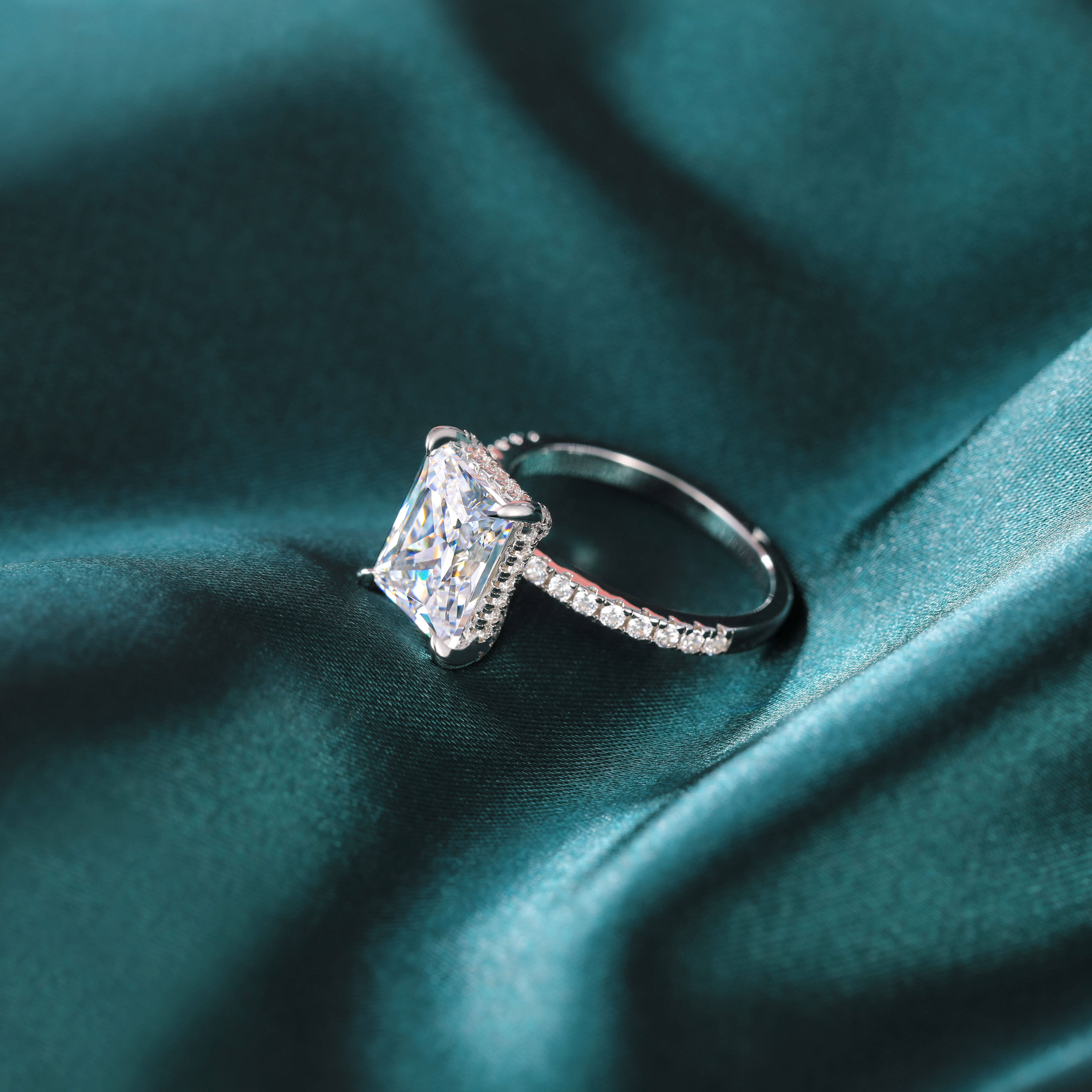 Somen 4CT Copper Ring Women Radiant Cut Cubic Engagement Wedding Band Promise Anniversary Ring Size 3-12