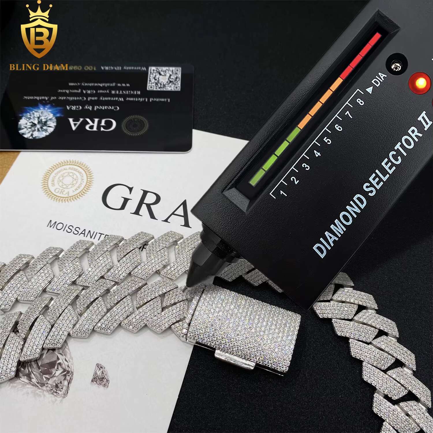 New Design 20MM Moissanite Cuban Chain Necklace High Quality Round Brilliant Cut Dia Sier
