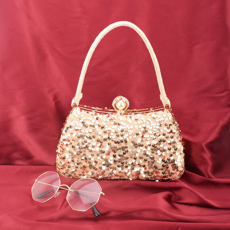 New Sequin Dinner Women's Handheld Diamond Set Dress Solid Color Shoulder Bag