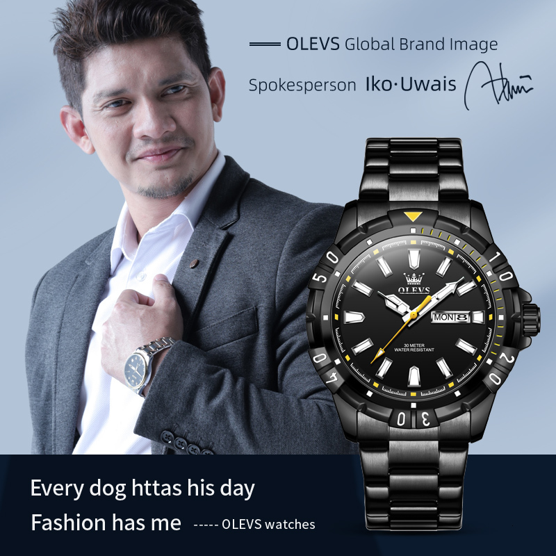 OLEVS Brand Luminous Double Calendar Waterproof Watches Men Designer Business Simple Quartz Watches Men's Watches Watches Free Delivery Wholesale