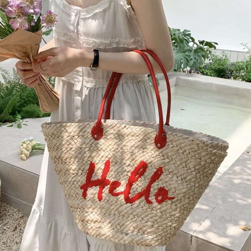 Ins Style Resort Beach Bag Korean Dongdaemun Instagram Blogger S Same One Shoulder Grass Woven Bag Large Capacity Handheld Vacation Style Beach Bag KQ