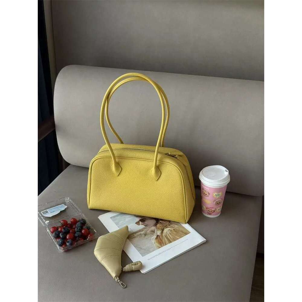 Designer Bag 2025 Hot Sale Yellow Blue Color Long-Handle Bowling Tote Designer High Quality Cow Leather Women Handbag Underarm Shoulder Bag Luxury Bag