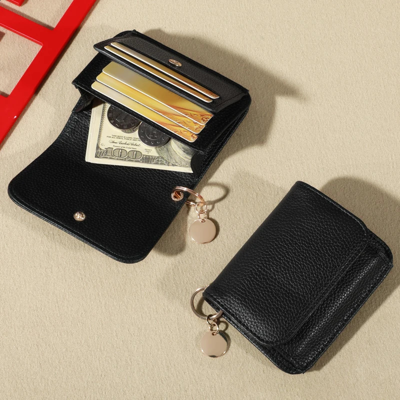 Vintage Solid Color Short Wallet Portable Bifold Coin Purse Womens Credit Card Holder R250423