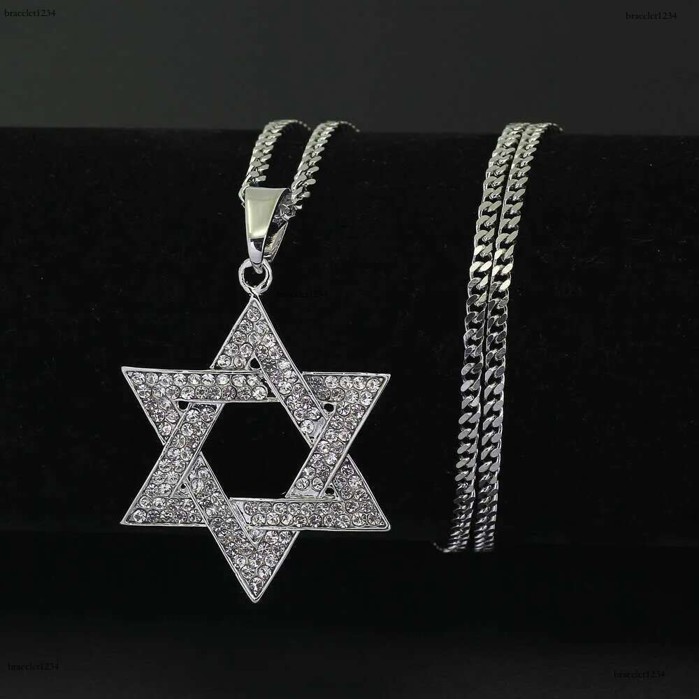 cuban Moissanite pendant necklace pass GRA certified Rhie Star of David Pendant Necklace Hip Hop Jewelry sier