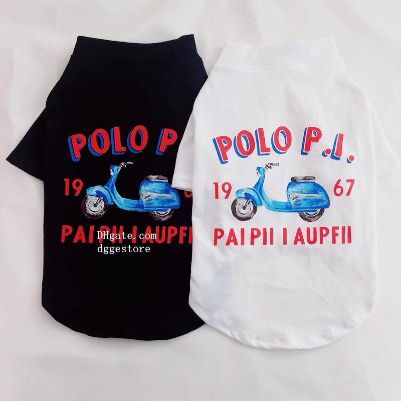 Designer Dog Clothes Luxury Dog Apparel Soft Comfortable Cotton Dog T-shirt with Graffiti Motorcycle Pattern Summer Dog Vest Tee Shirt for Small Dogs Street Style 314