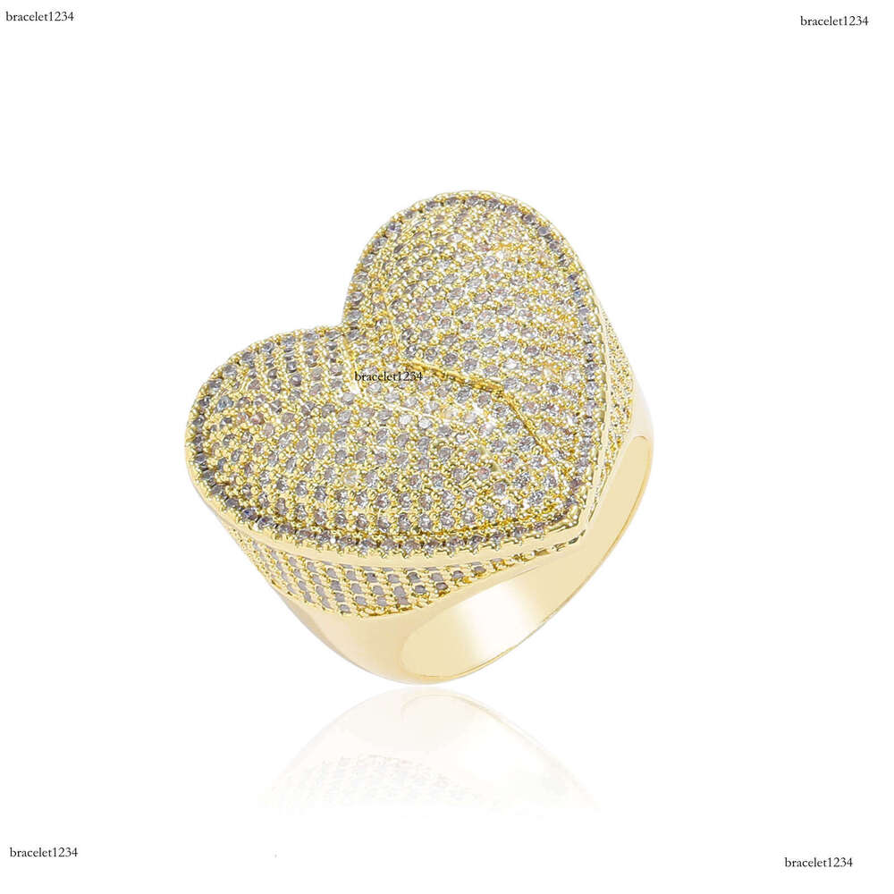 Luxury Designer Heart-Shaped Men Women Hip Hop Ring, Heart-shaped Ice Out VVS Moissanite Ring with free shipping