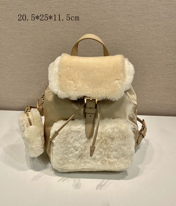 Designer wool backpack women small tote double outside pockets versatile large volume travel bags luxury quality