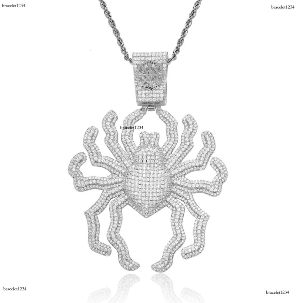 Luxury designer Spider Pendant Ice out VVS Moissanite Men Women's Hip Hop Necklace with free shipping