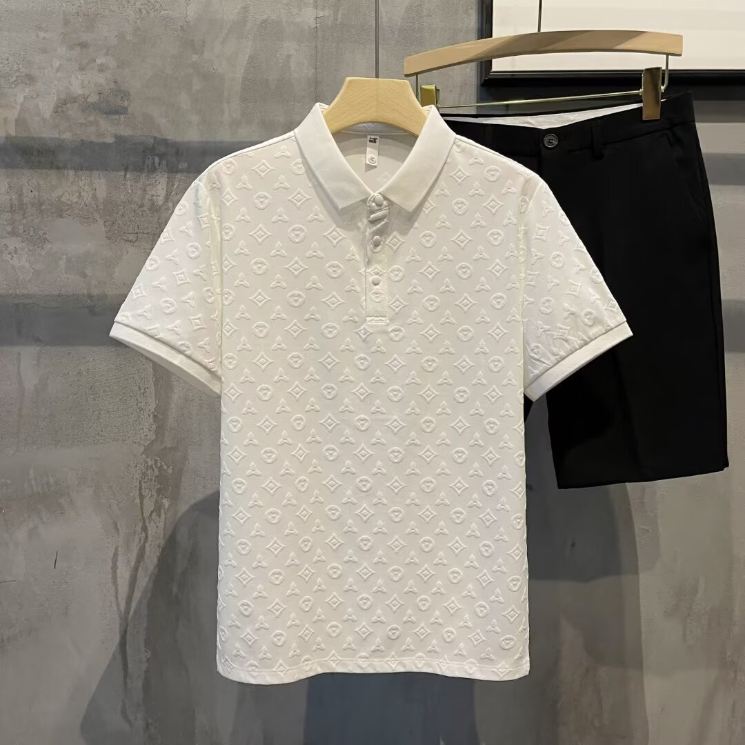 Men's T Shirts Polo Handsome And Stylish Jacquard Shirt For Men Summer Korean-style Trendy Lapel Short-sleeved T-shirt EU Sizes: S - XL