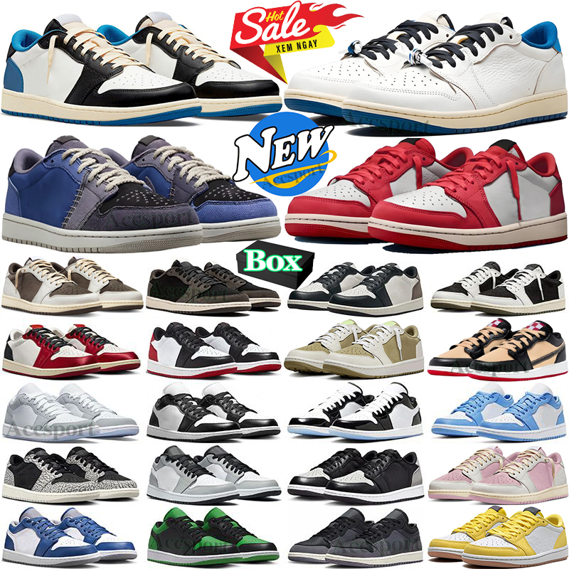 Designer 1s Basketball Shoes for Mens Womens 1 low Travis Sneakers Reverse Mocha Low Medium Olive OG Shadow Gym Red Bred Toe Unc Scots Outdoor Sports Trainers With Box